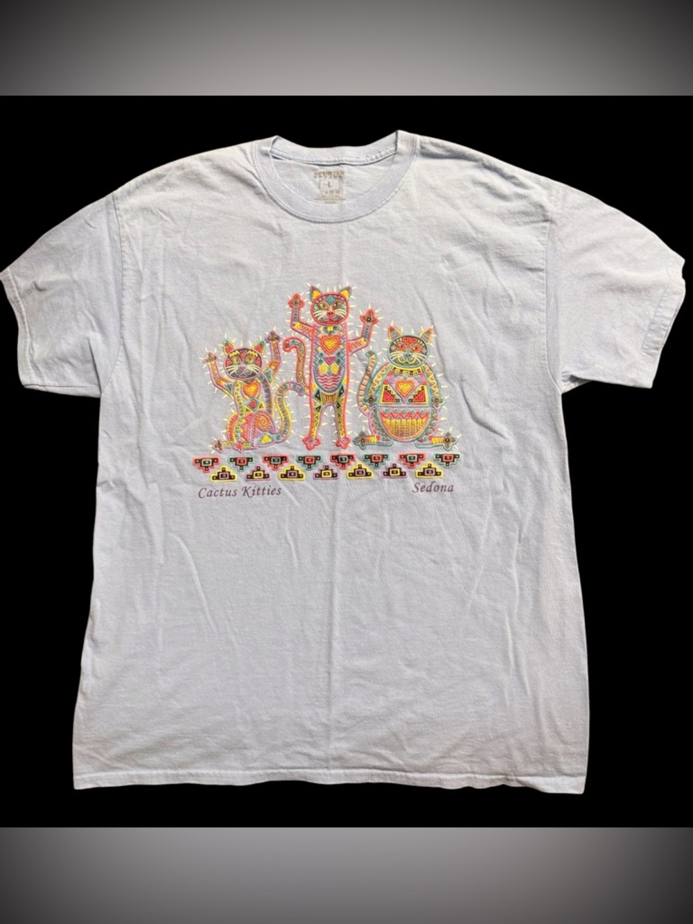 Vintage Cactus Kitties Sedona AZ Puffy Raised Graphic Tee Sportex Size L